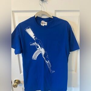 Blue Graphic T-Shirt with White Design